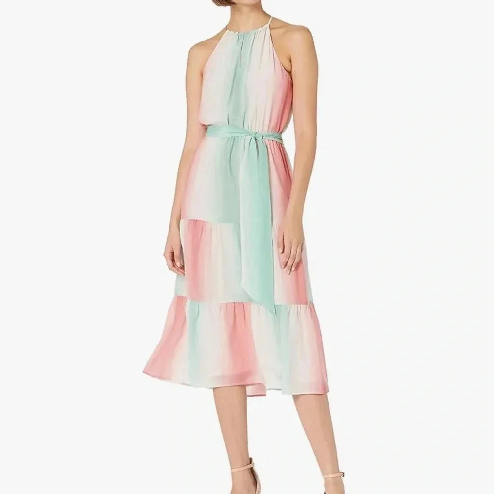Parker Halter Ombr Stripe Midi Dress